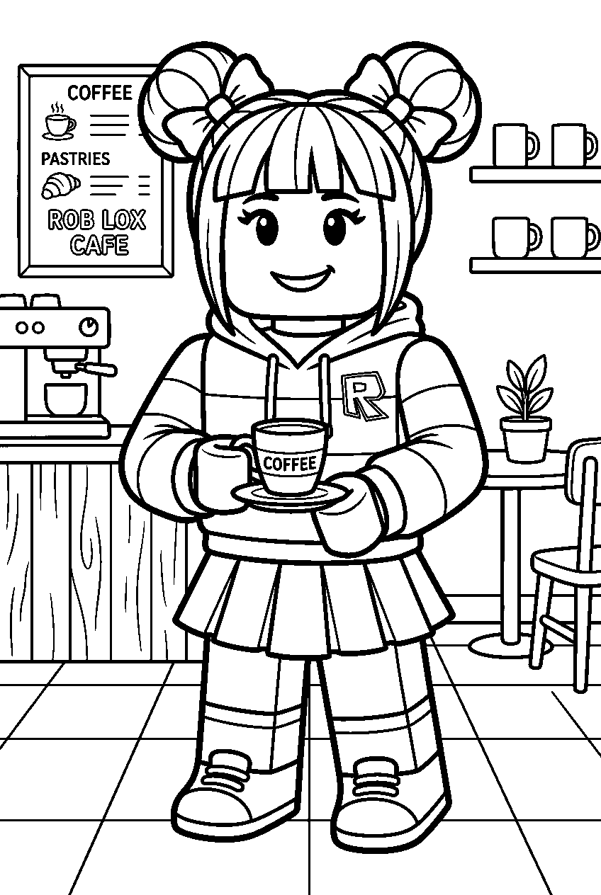 roblox girl in cafe line art