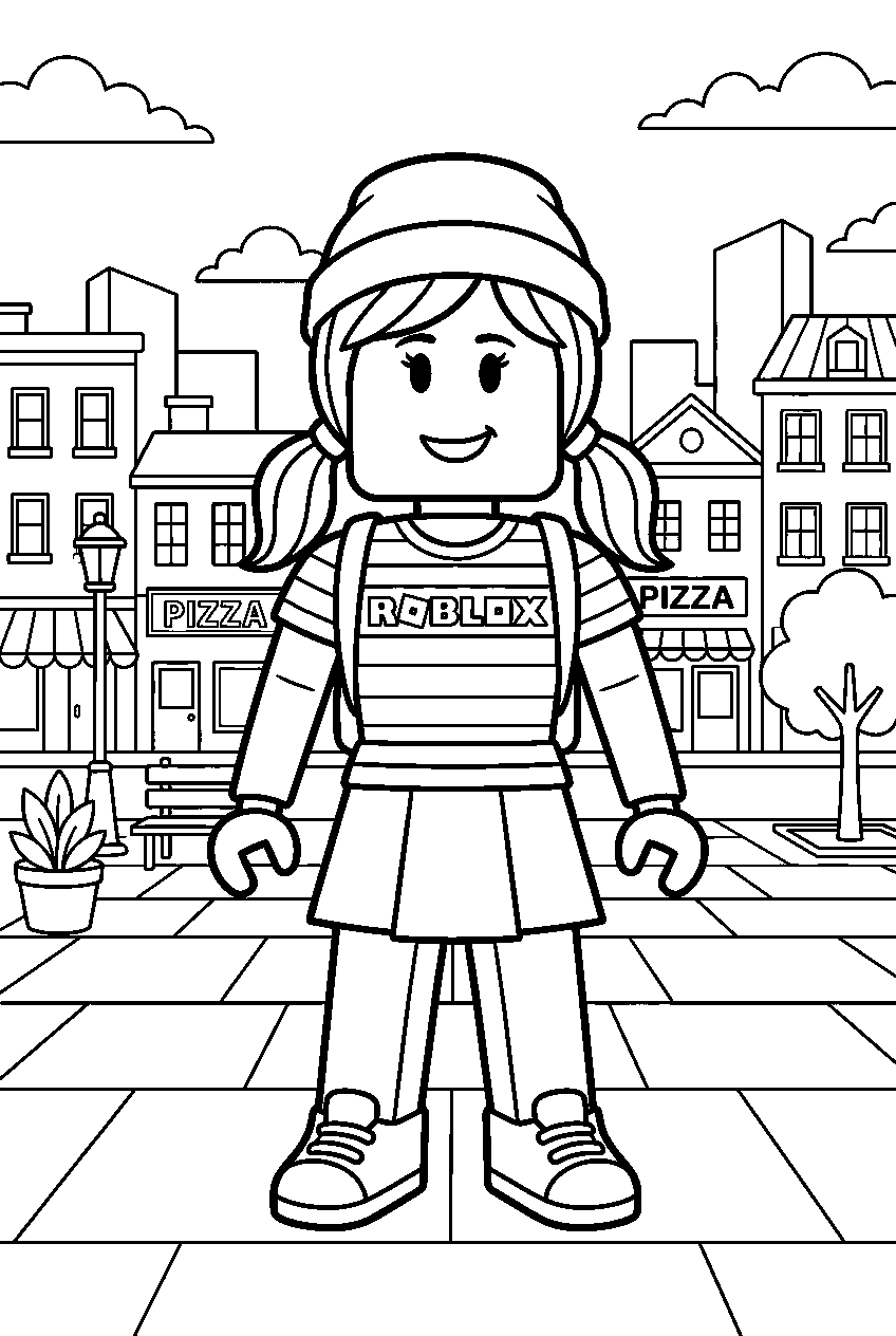 roblox girl in city plaza line art