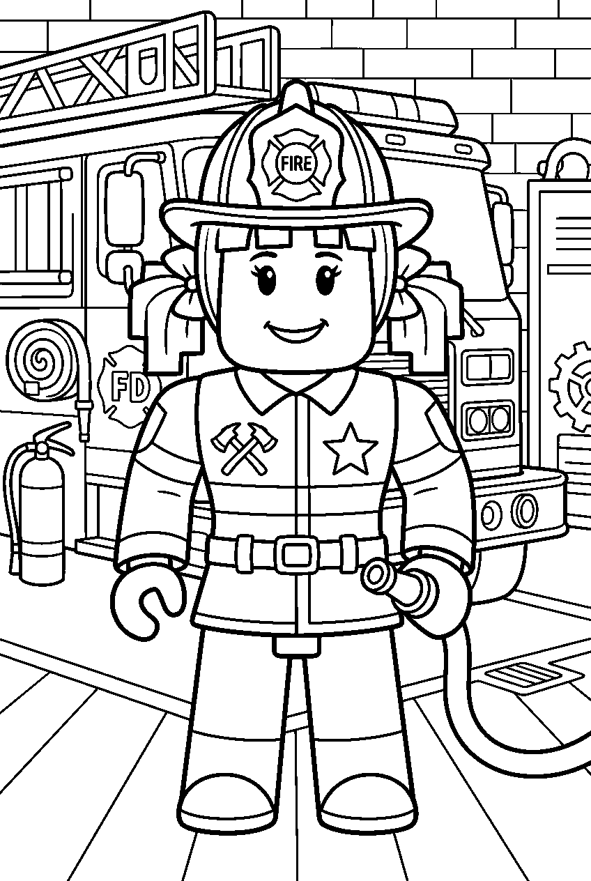 roblox girl in fire station line art