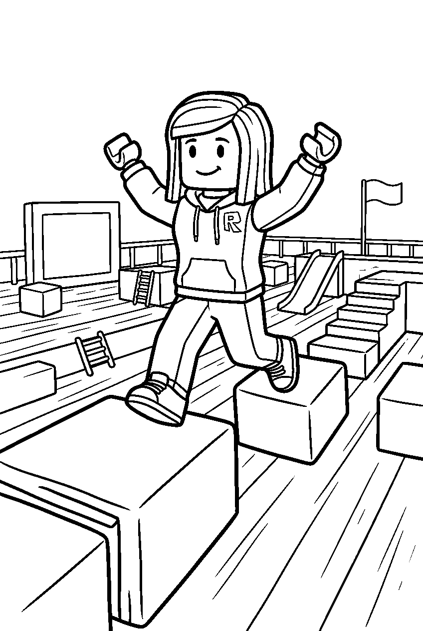roblox girl in obstacle course line art
