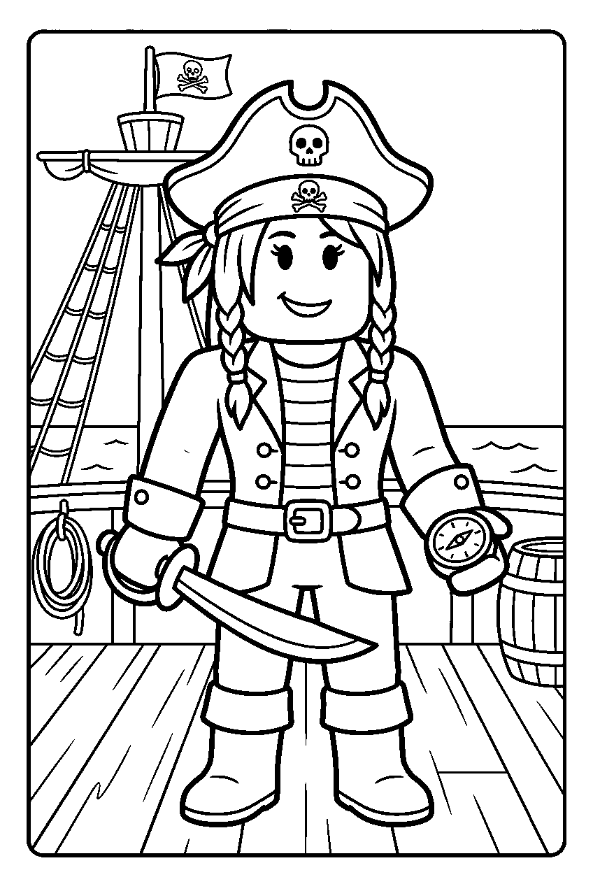 roblox girl in pirate ship line art