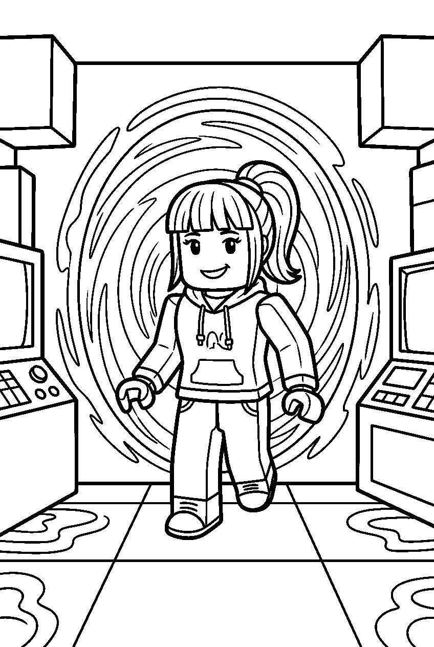 roblox girl in portal chamber line art