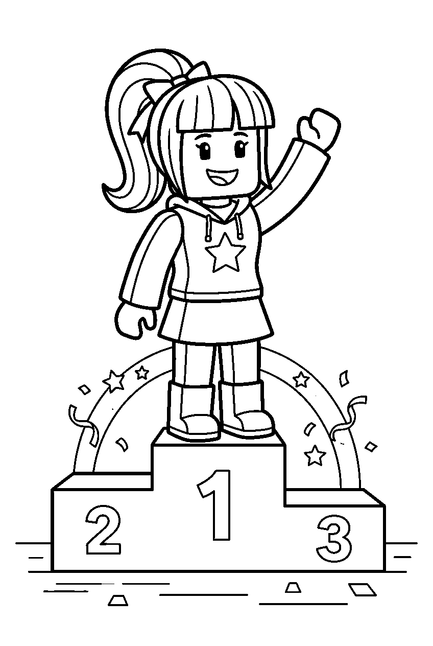roblox girl in winner s podium line art