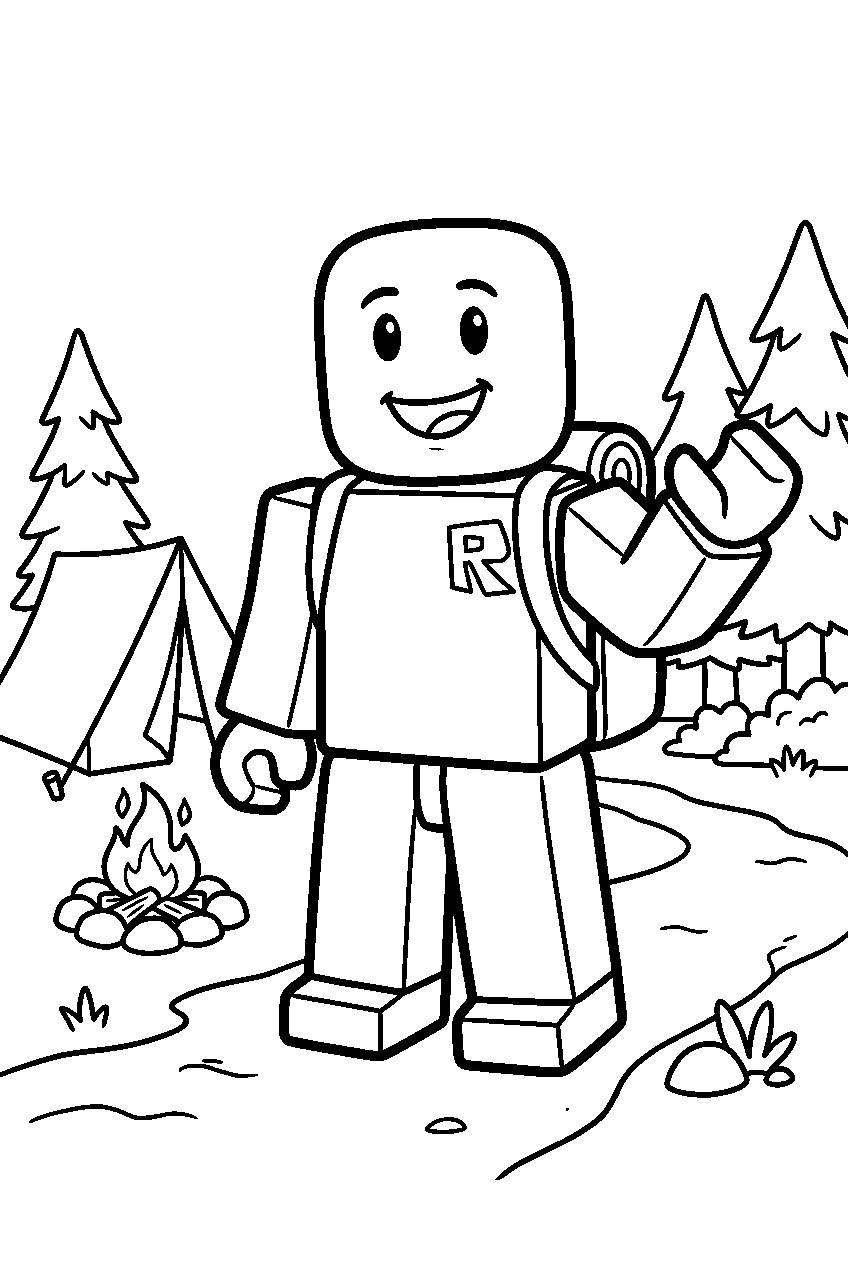 roblox noob in camping area line art