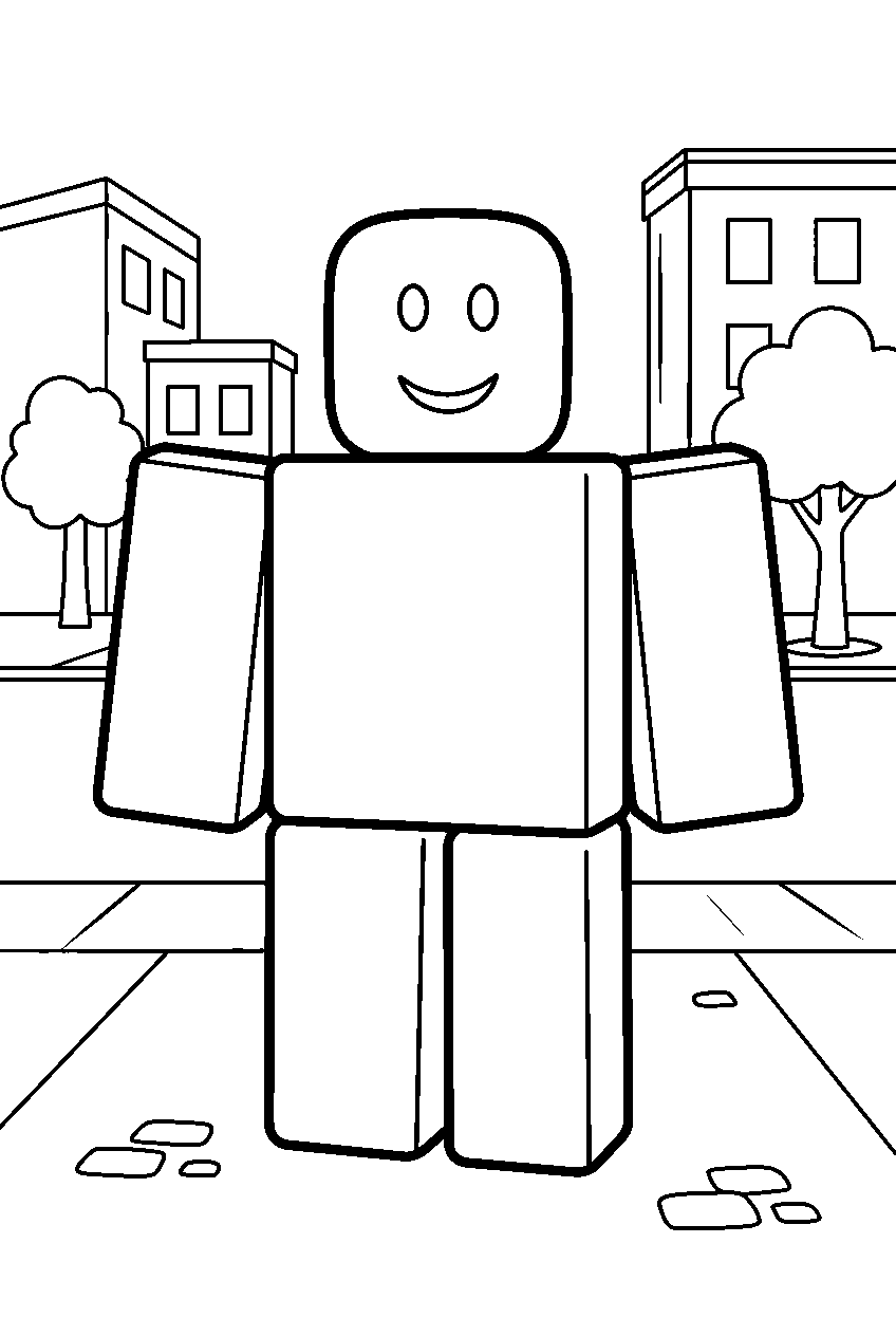 roblox noob in city plaza line art