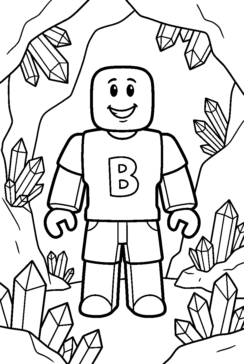 roblox noob in crystal cave line art