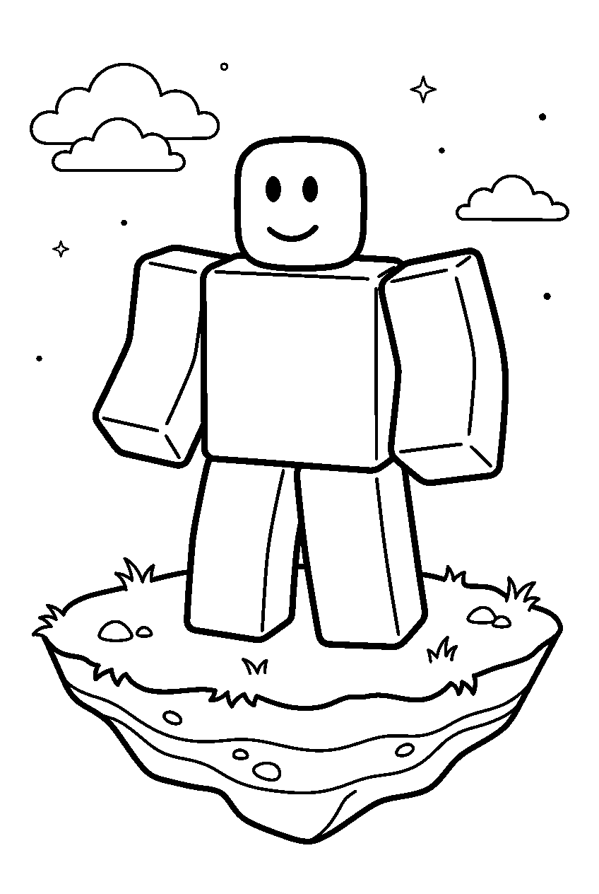 roblox noob in floating island line art