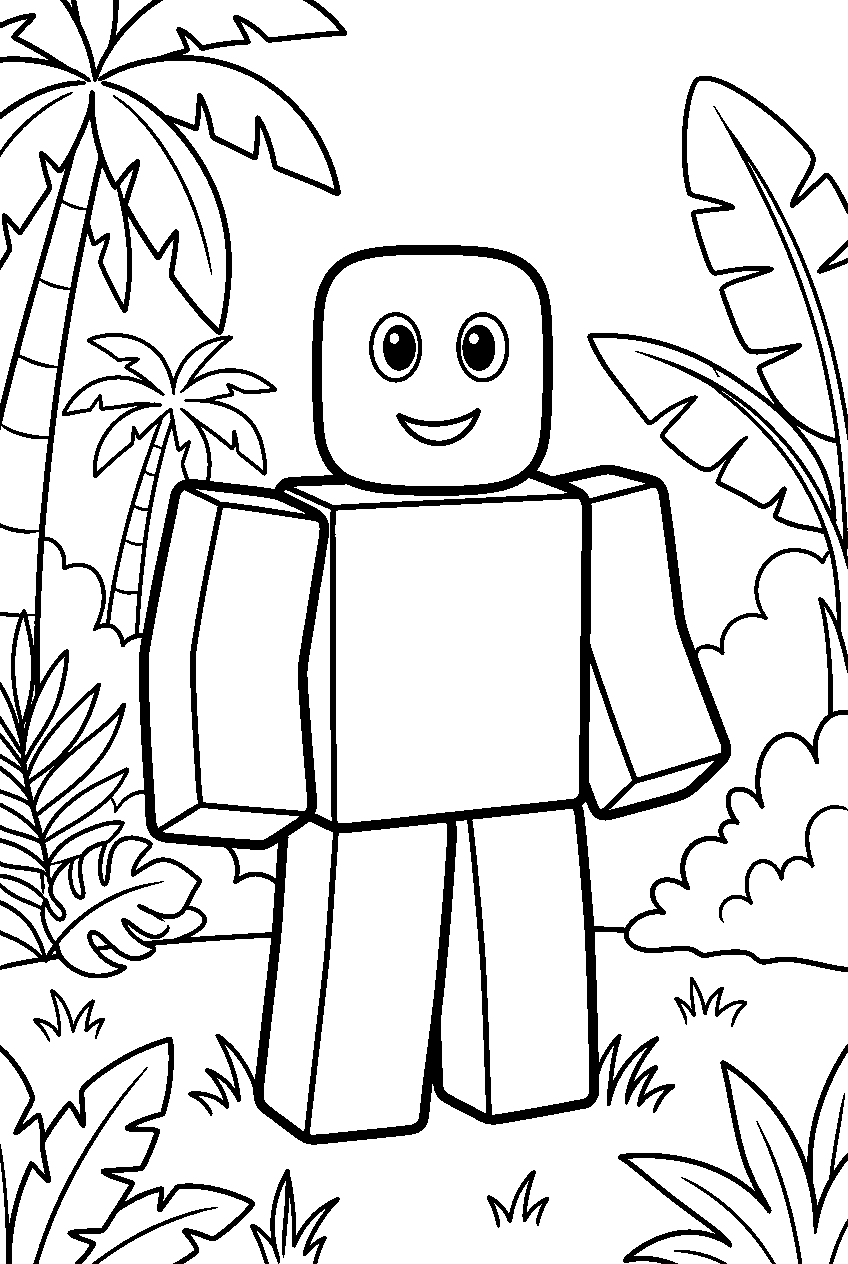 roblox noob in jungle line art