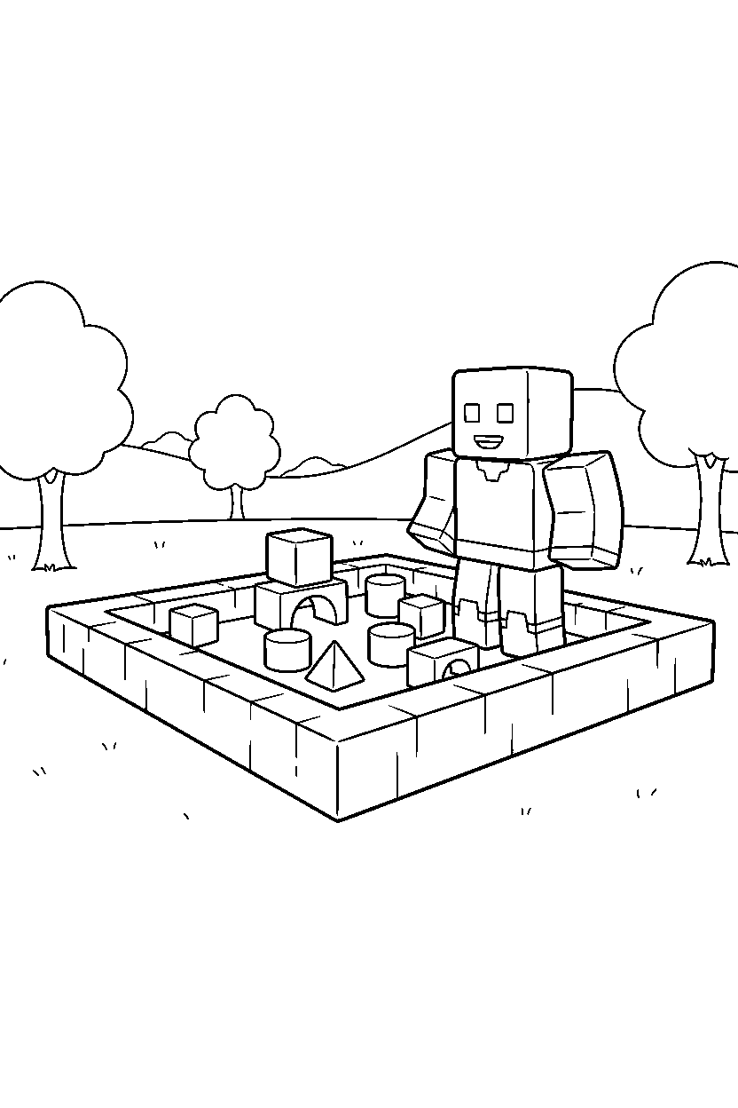 roblox block explorer building with blocks near a block sandbox line art