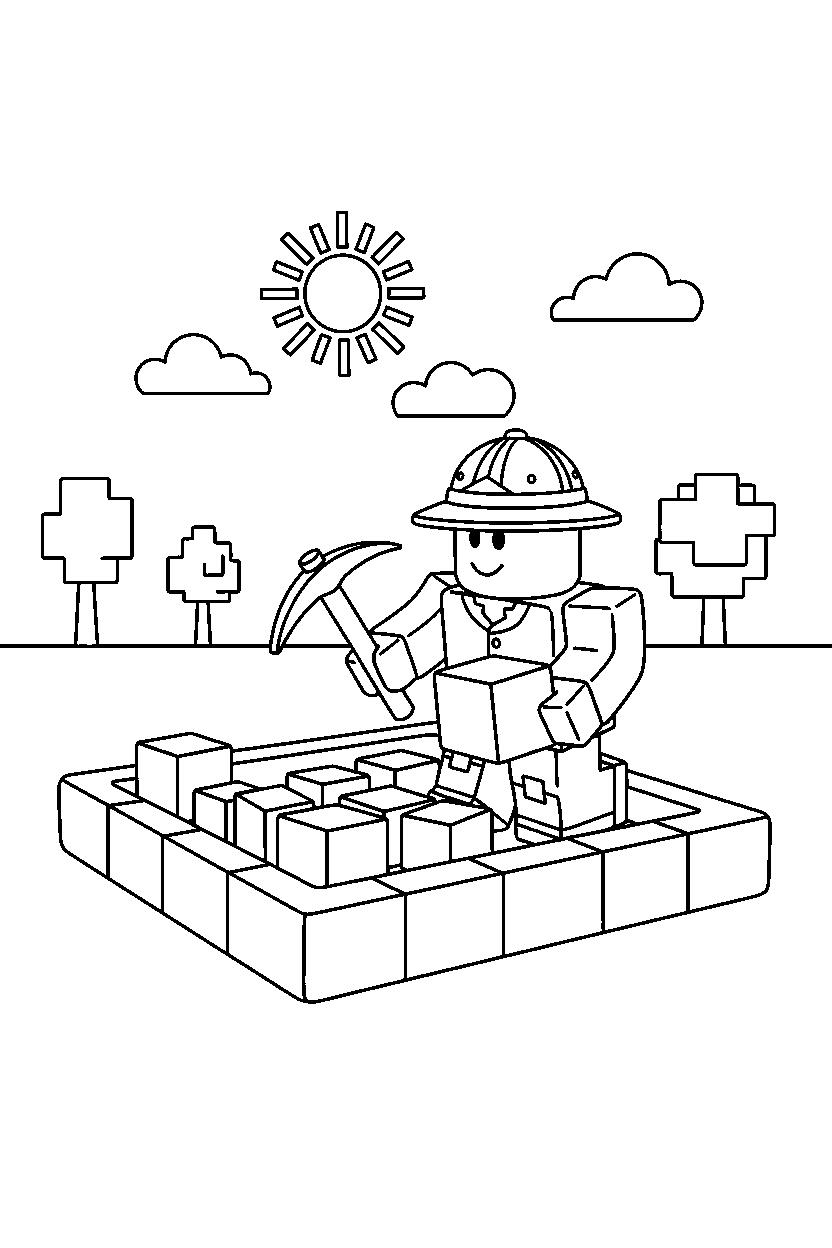 roblox block explorer playing with blocks near a block sandbox line art