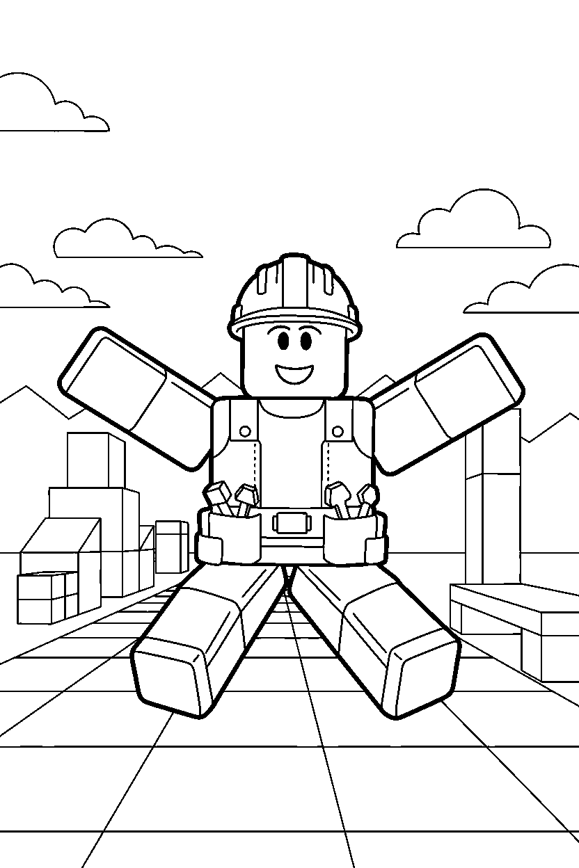 roblox builder avatar stretching in a block park line art
