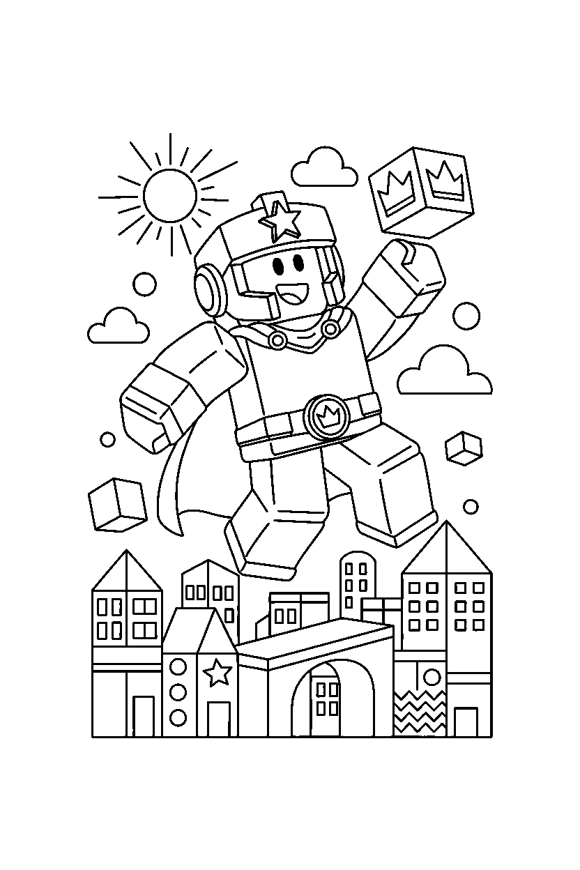 roblox champion jumping in a block town line art