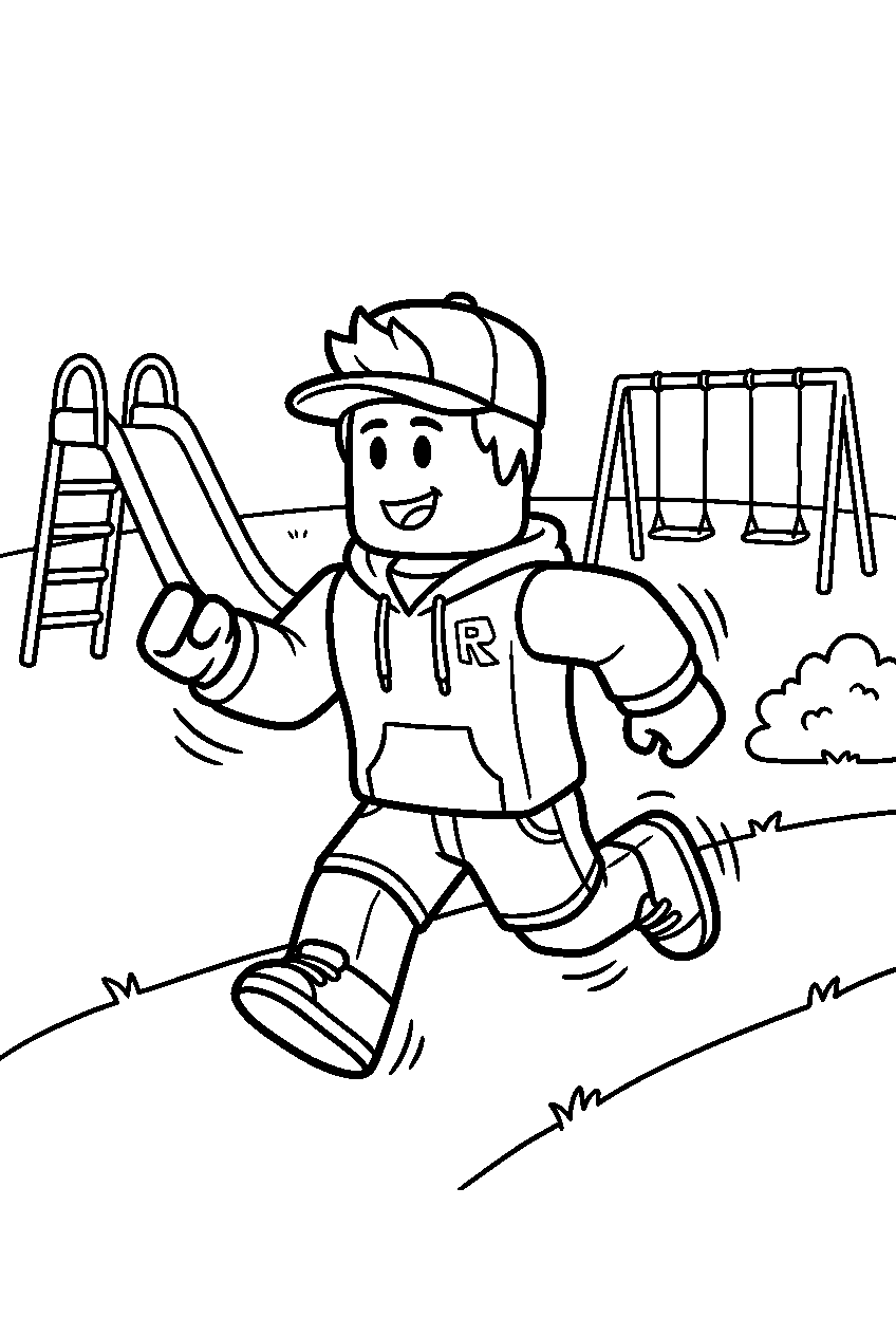 roblox character running in playground line art