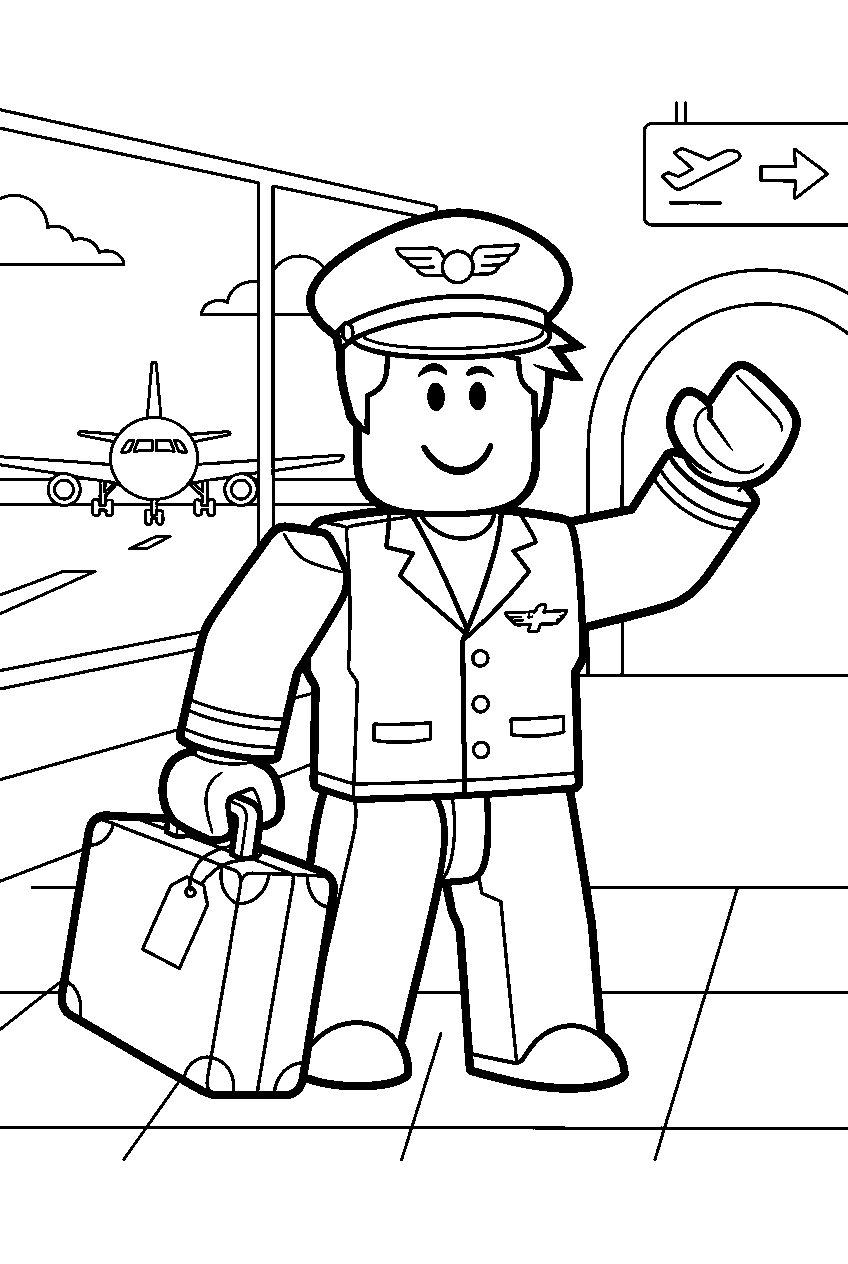 roblox characters in airport line art