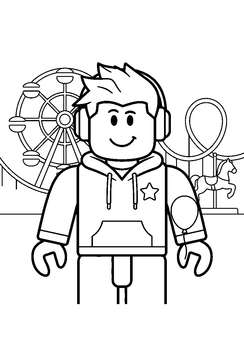 roblox characters in amusement park line art