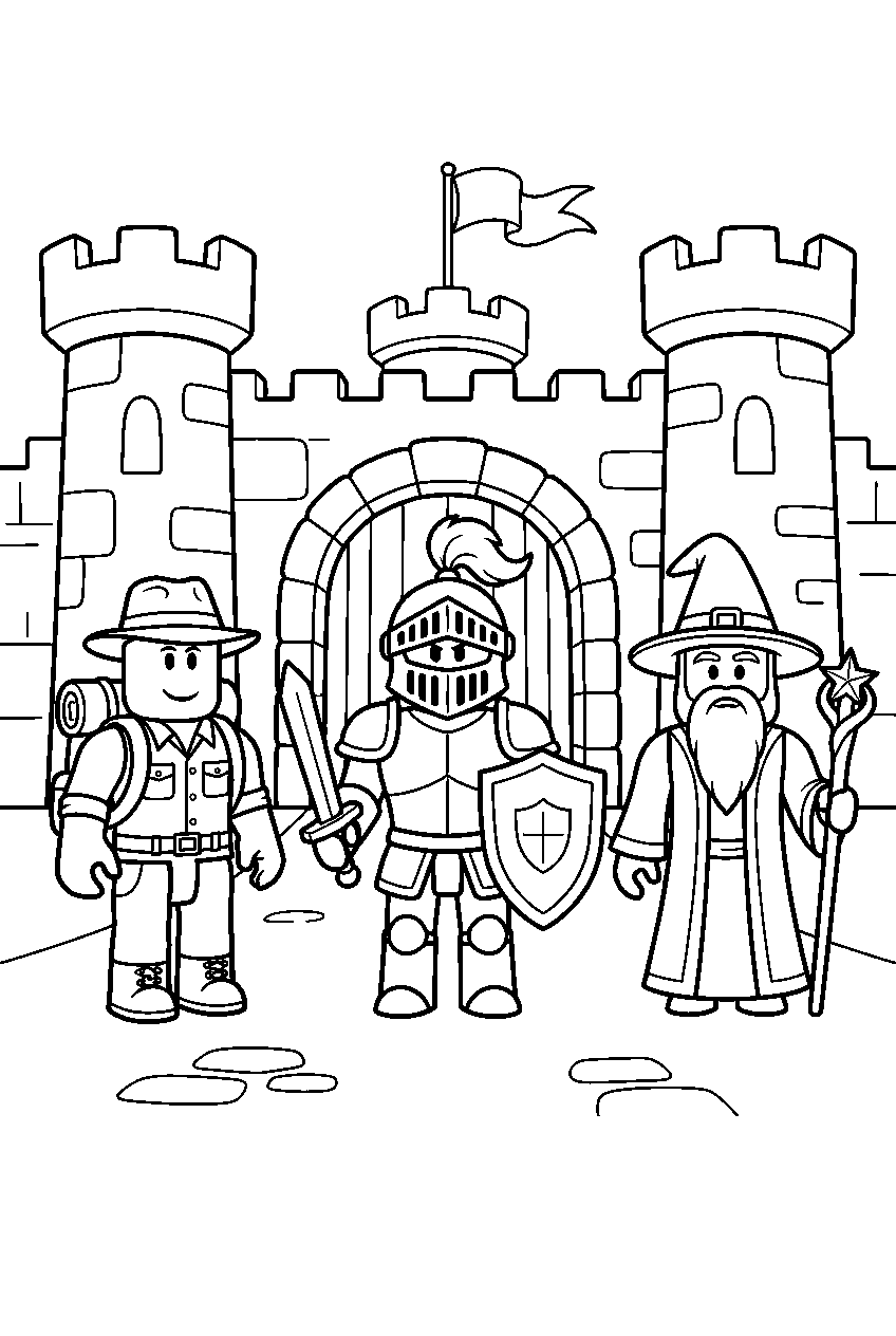 roblox characters in castle line art