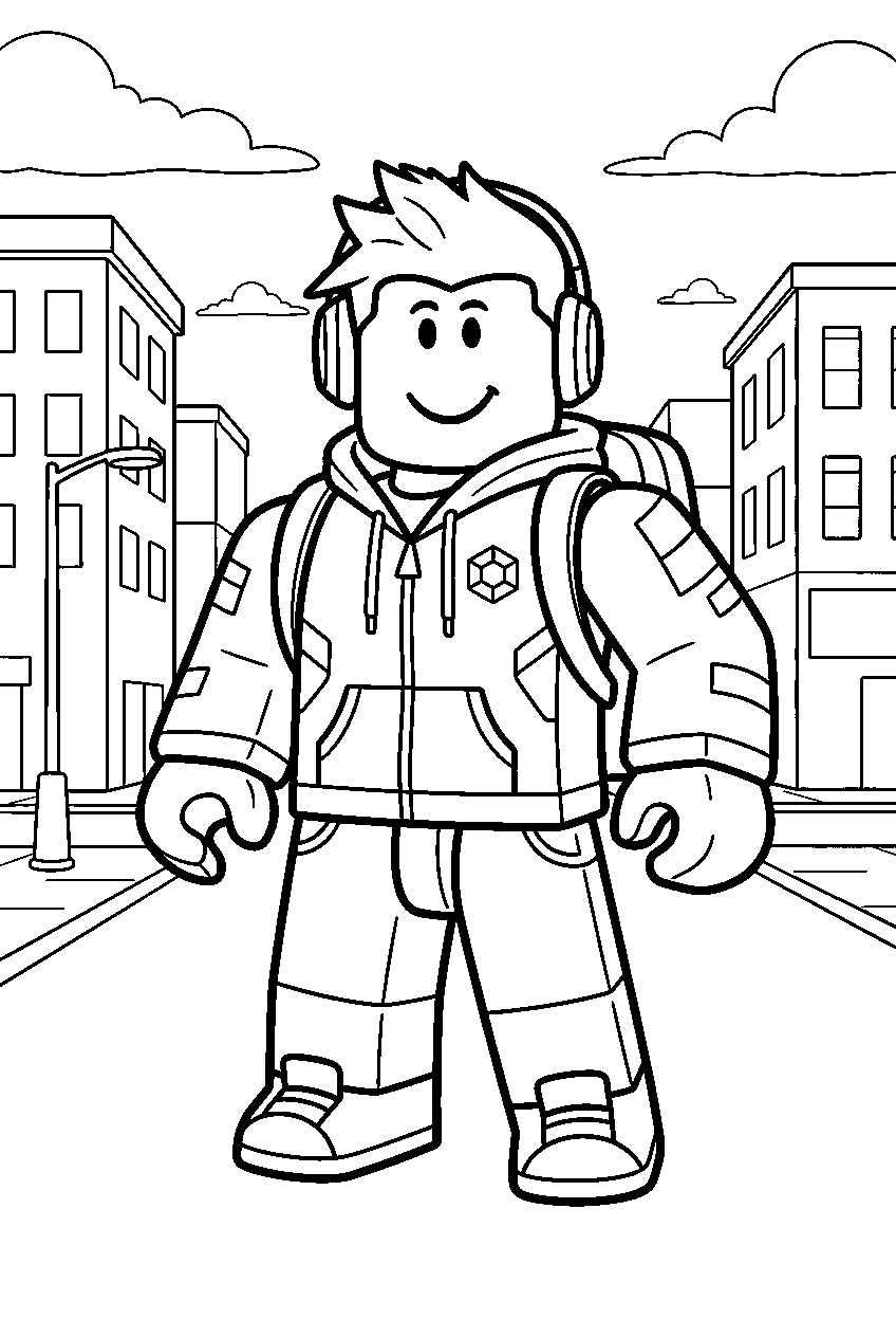 roblox characters in city street line art