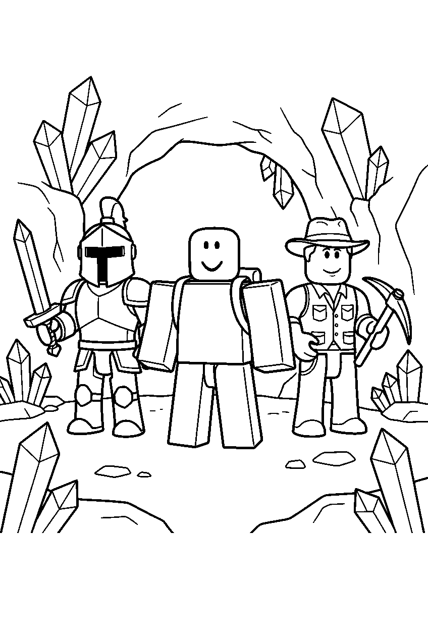 roblox characters in crystal cave line art