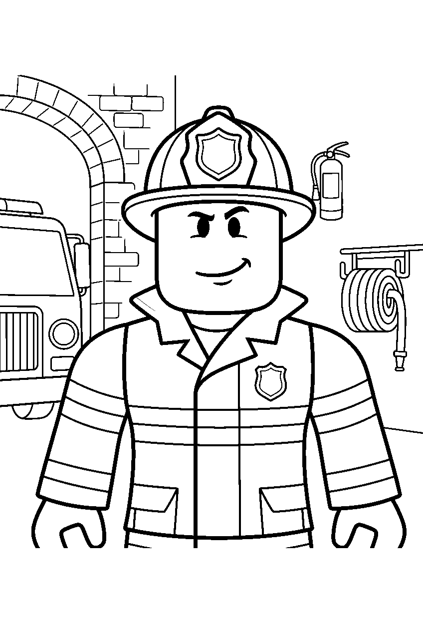 roblox characters in fire station line art