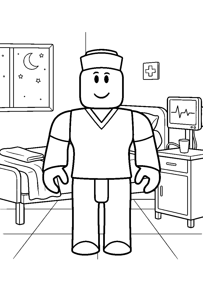 roblox characters in hospital line art