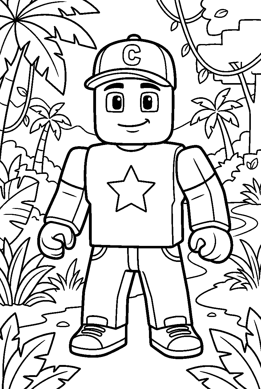 roblox characters in jungle line art