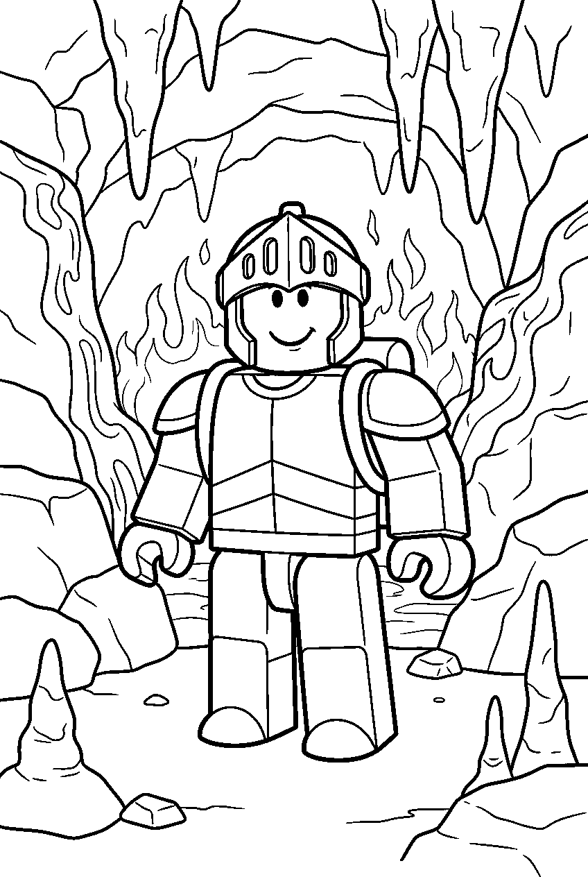 roblox characters in lava cave line art