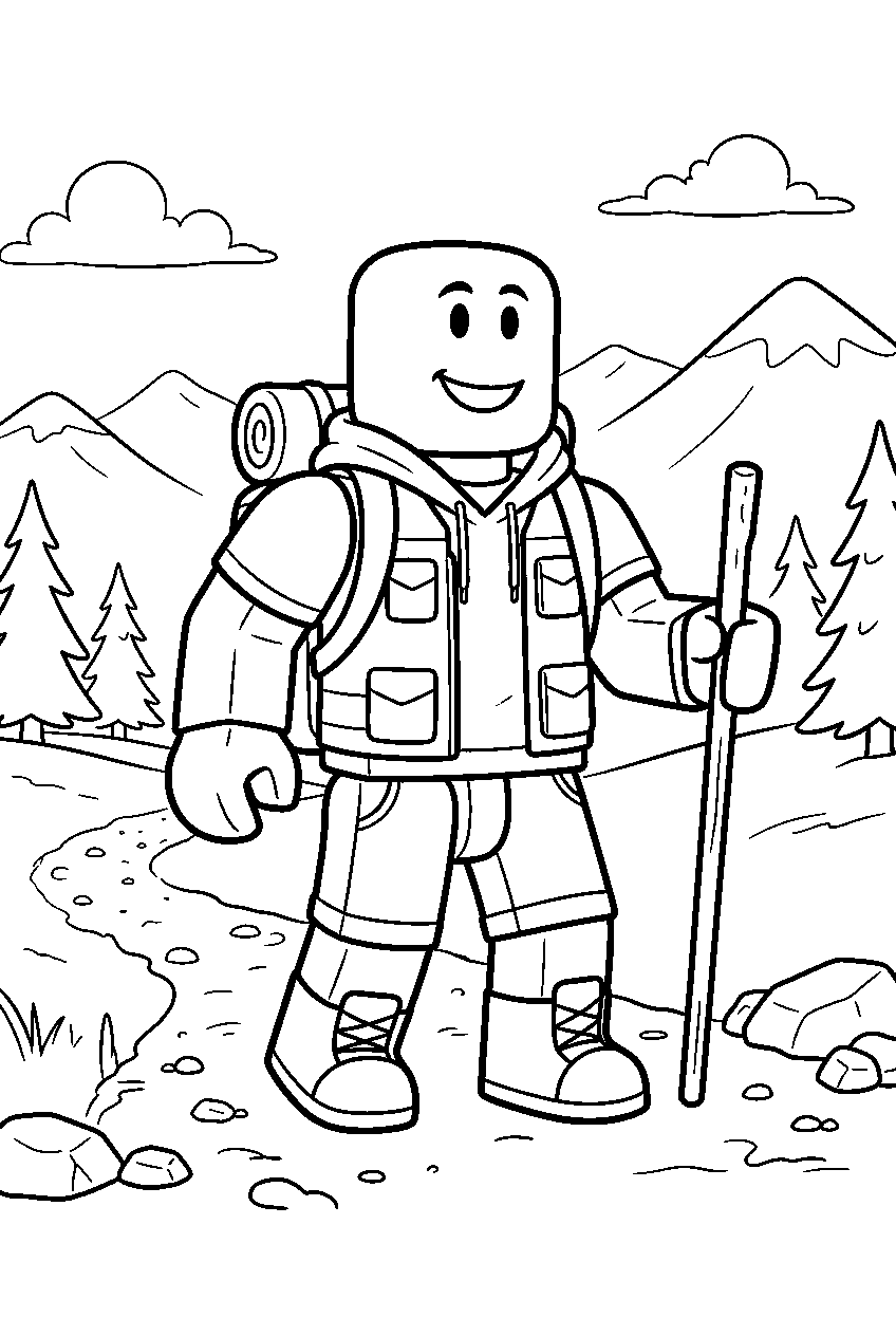 roblox characters in mountain trail line art