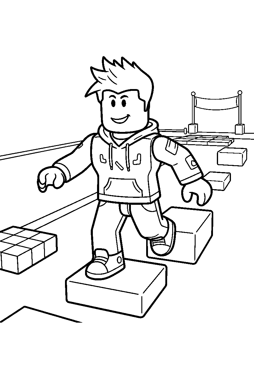 roblox characters in obby course line art