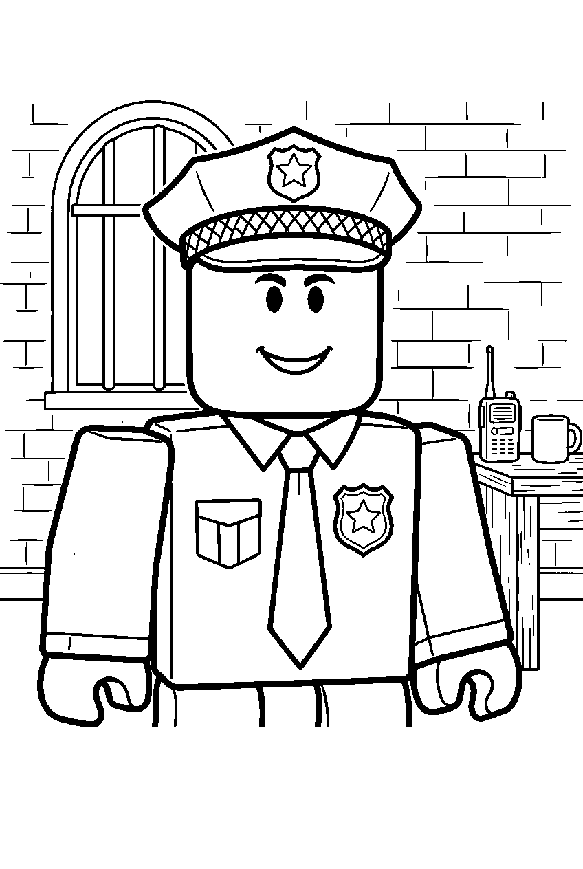 roblox characters in police station line art