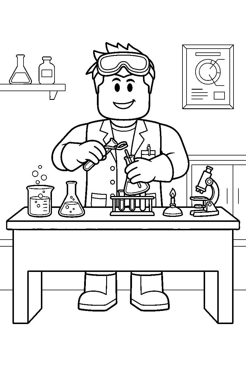 roblox characters in science laboratory line art