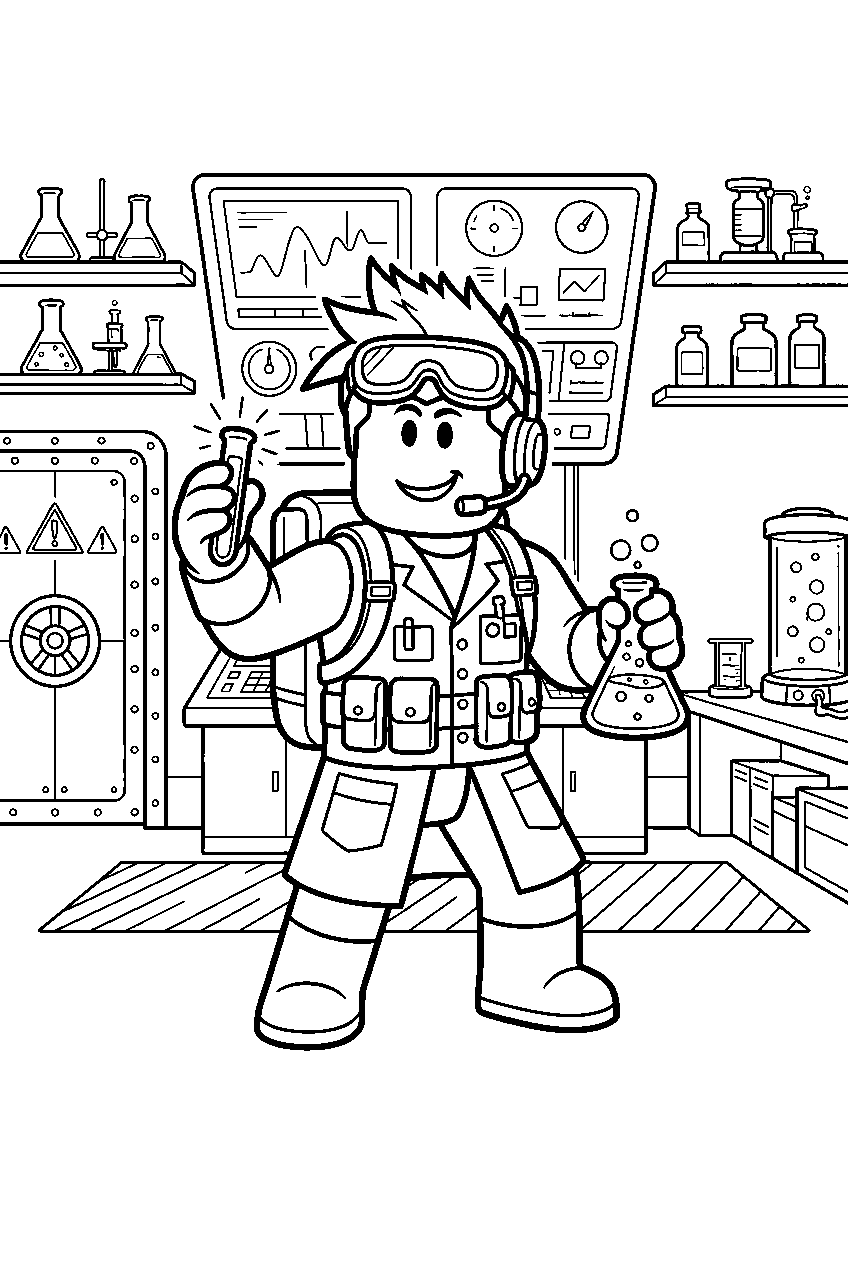 roblox characters in secret laboratory line art