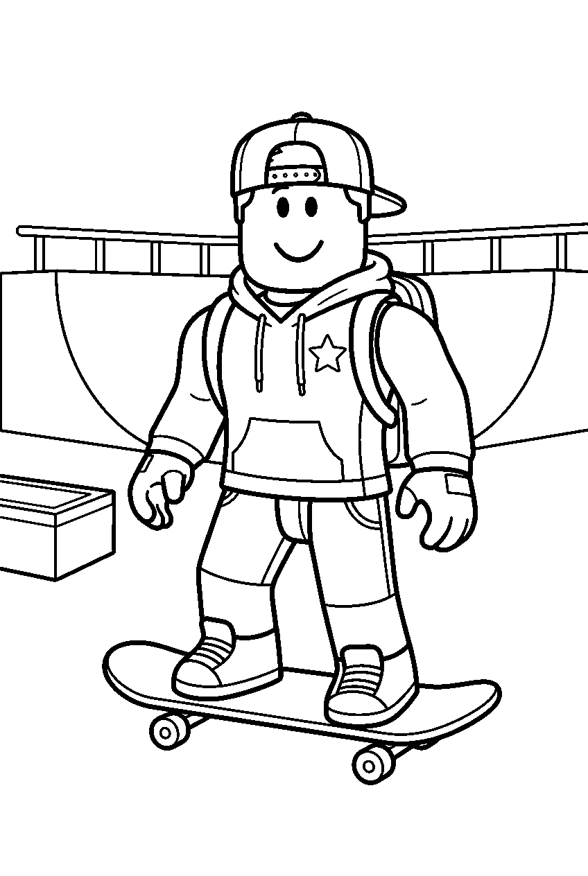 roblox characters in skate park line art
