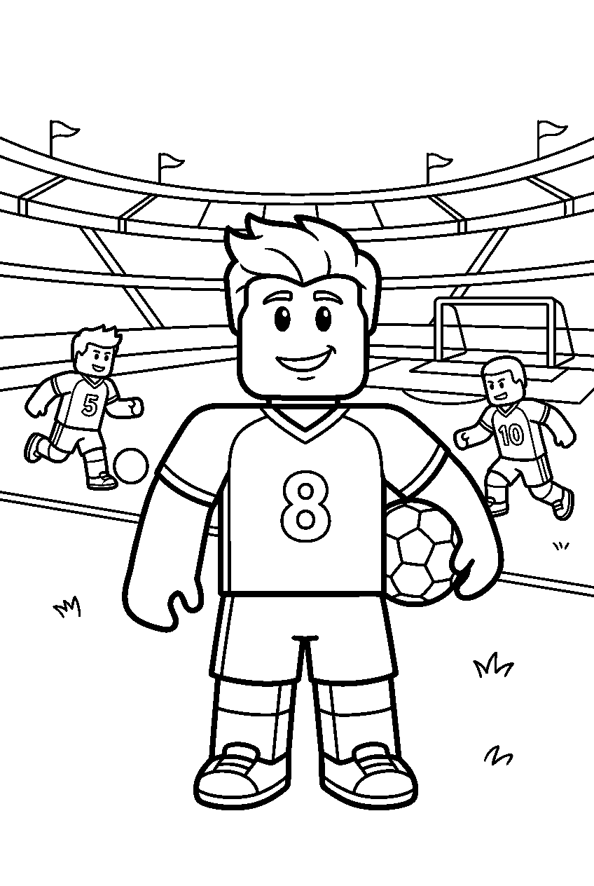 roblox characters in soccer stadium line art