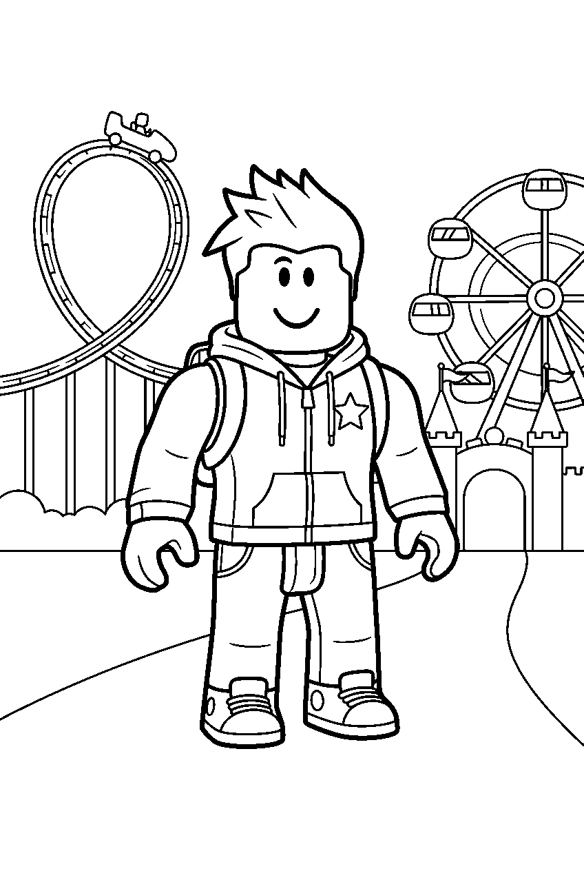 roblox characters in theme park line art