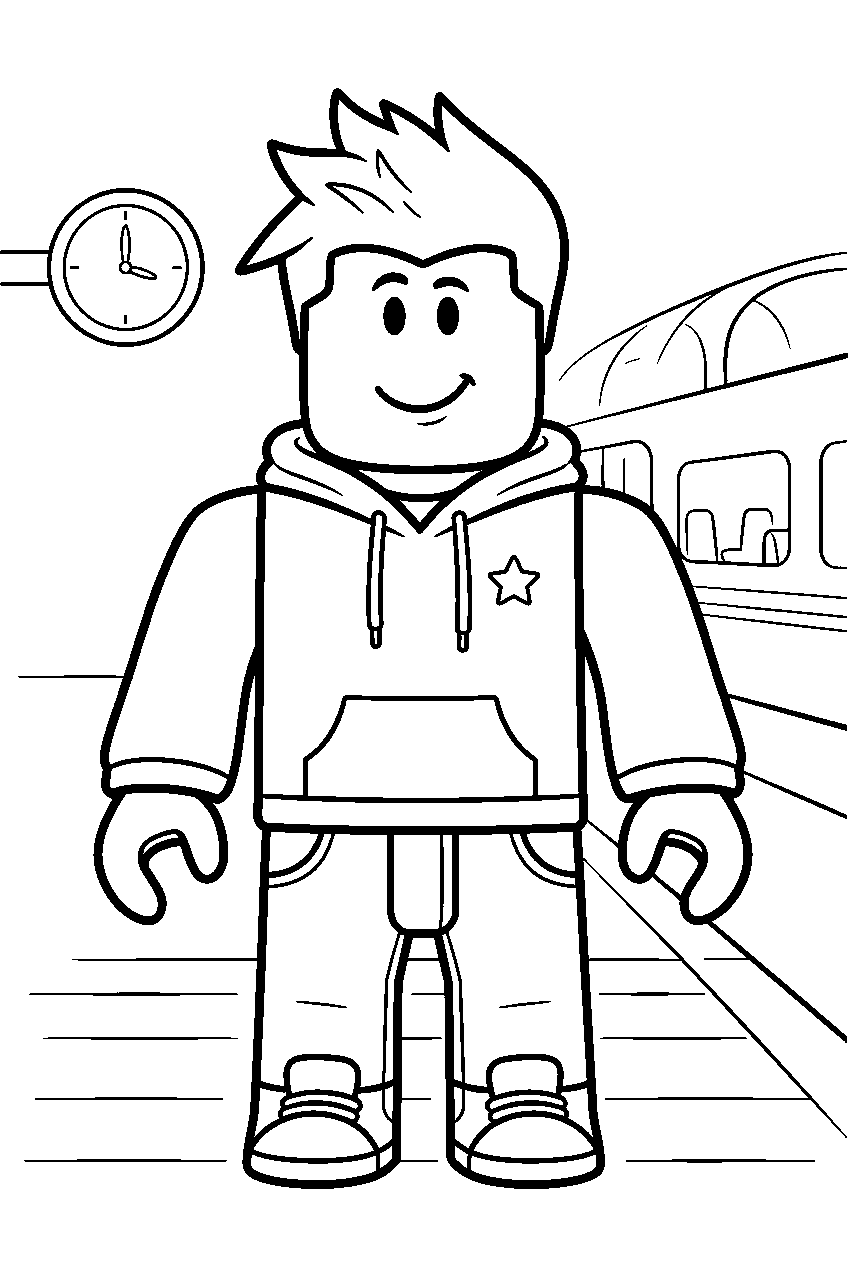 roblox characters in train station line art