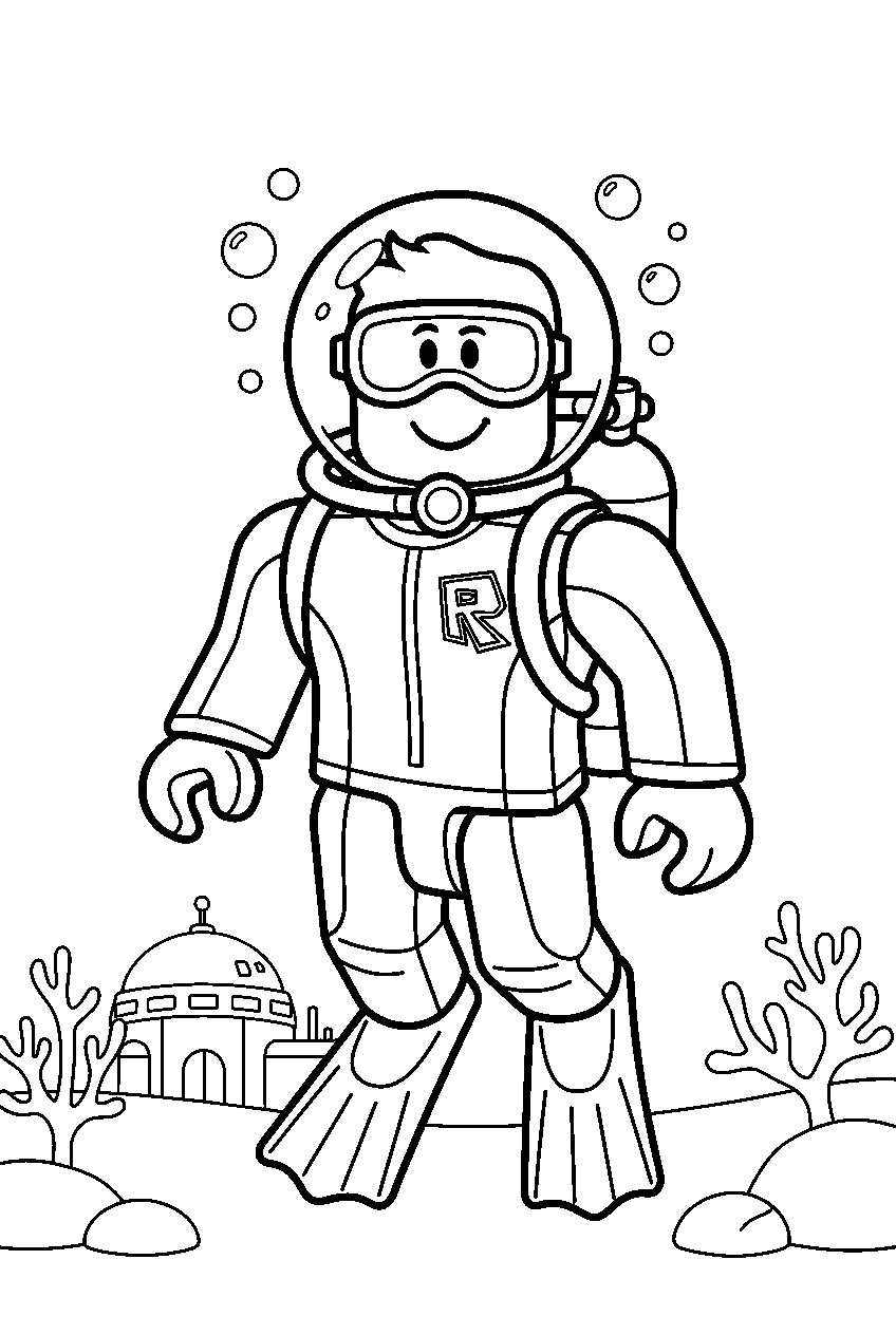 roblox characters in underwater city line art