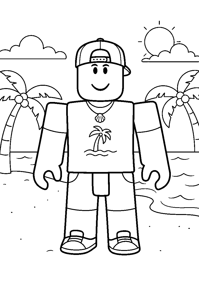 roblox characters on tropical island line art