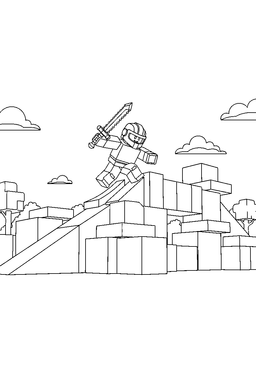 roblox cube defender climbing blocks in a block playground line art