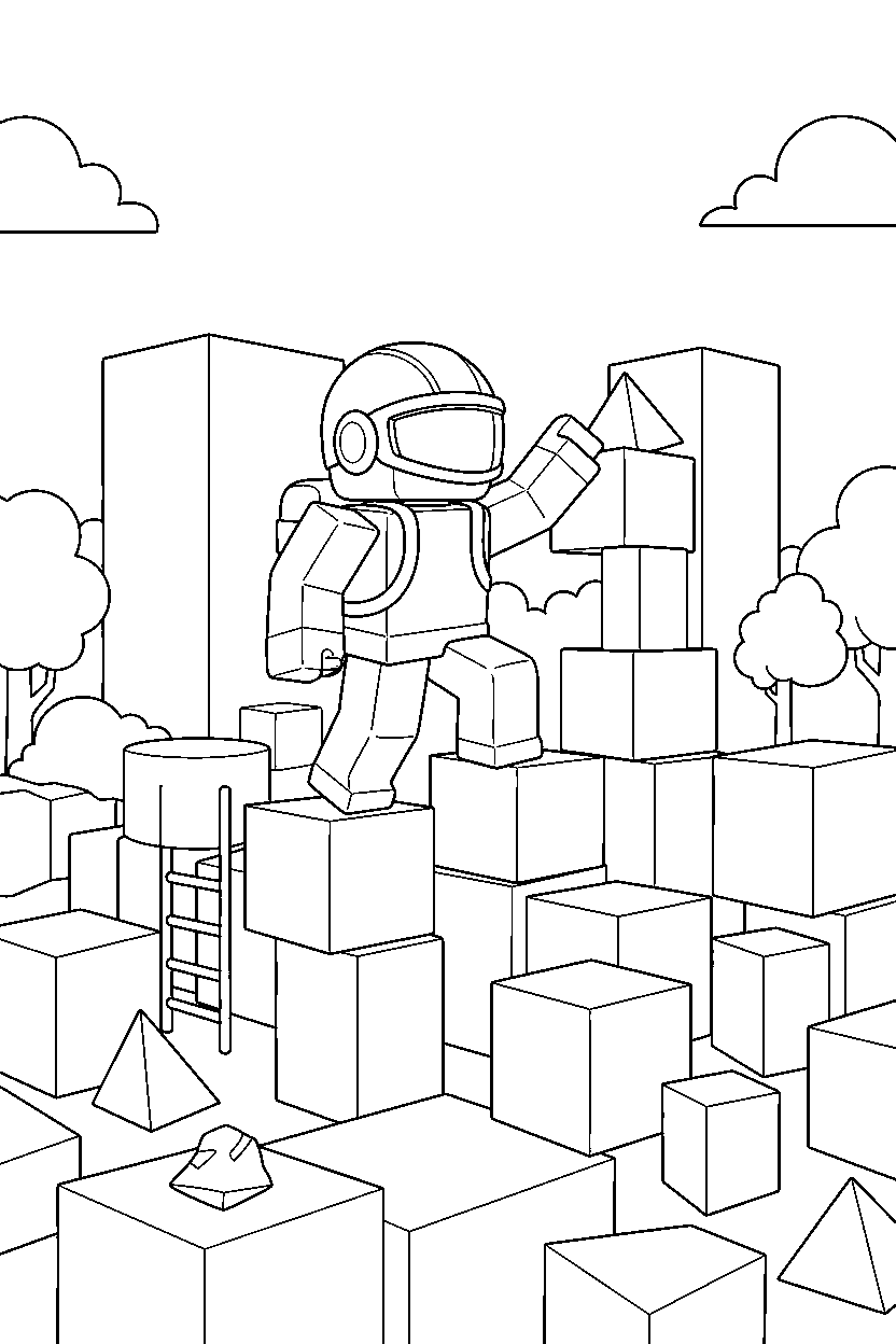 roblox cube explorer climbing blocks in a block playground line art