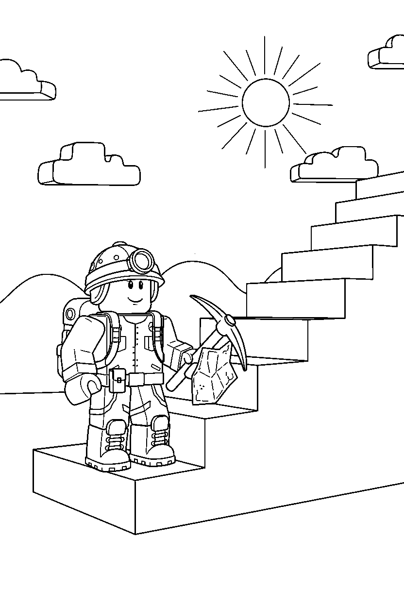roblox explorer avatar exploring near block stairs line art