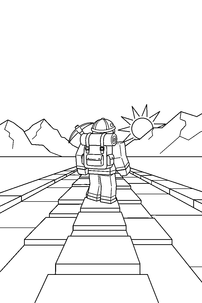 roblox explorer looking at the horizon on a block road line art
