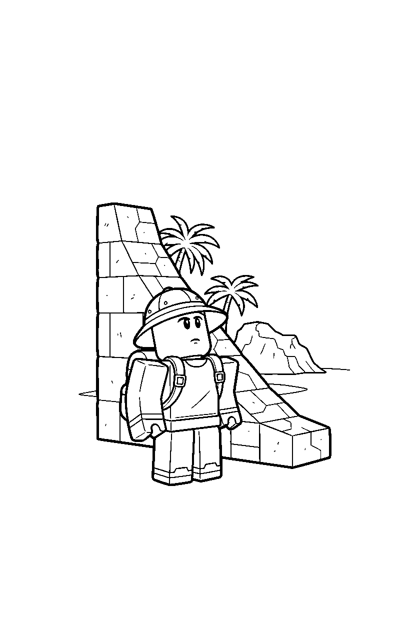 roblox island explorer looking up near a block ramp line art