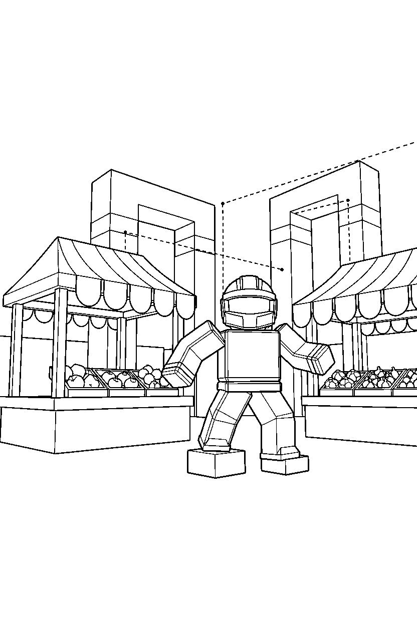 roblox parkour avatar standing near a block marketplace line art