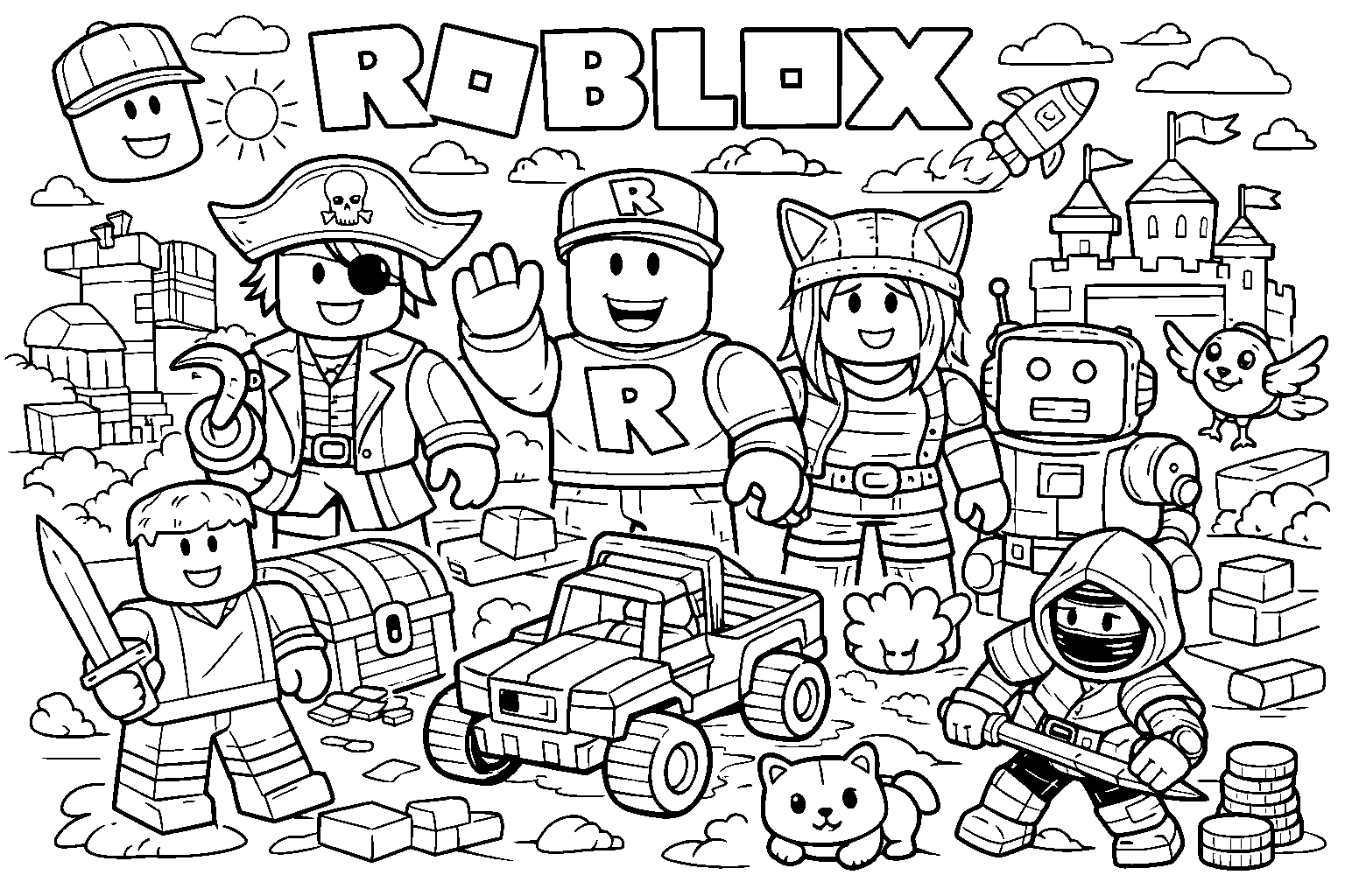 roblox pirate ninja hero line art