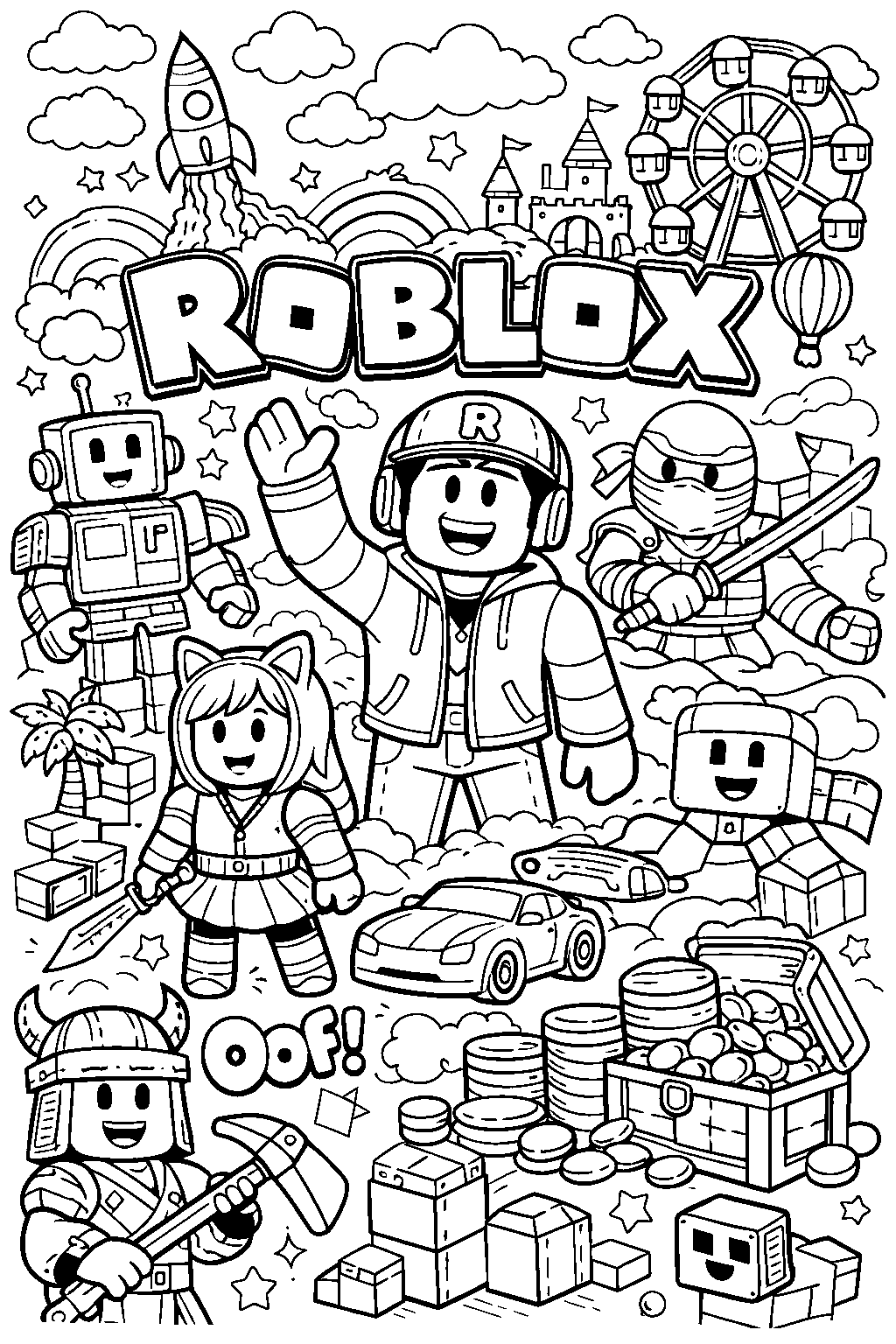 roblox theme park adventure line art