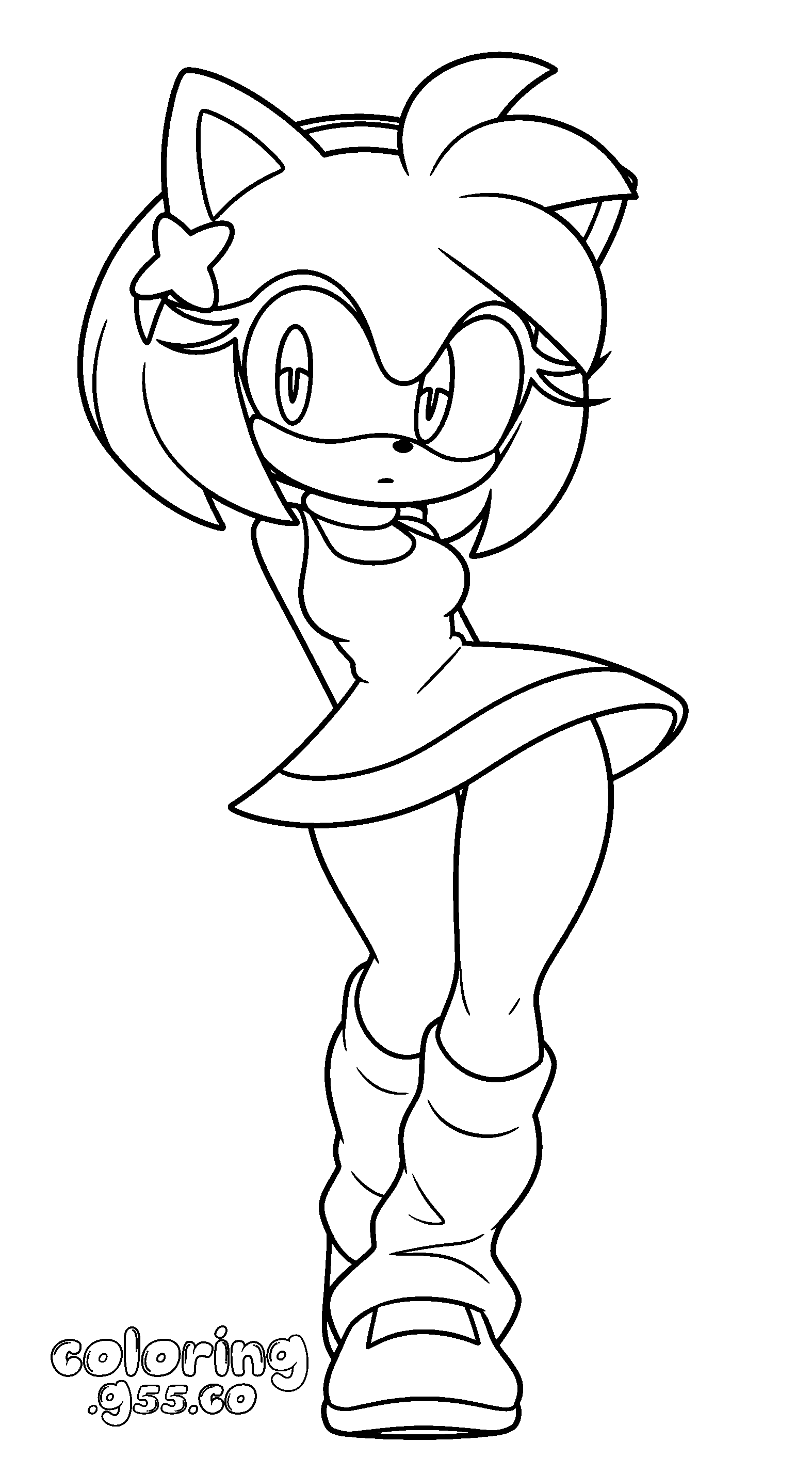 cute amy rose sonic line art