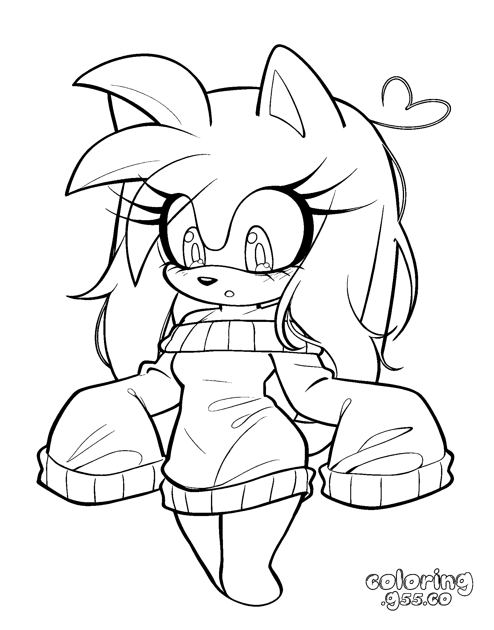 cute sweater amy rose sonic line art