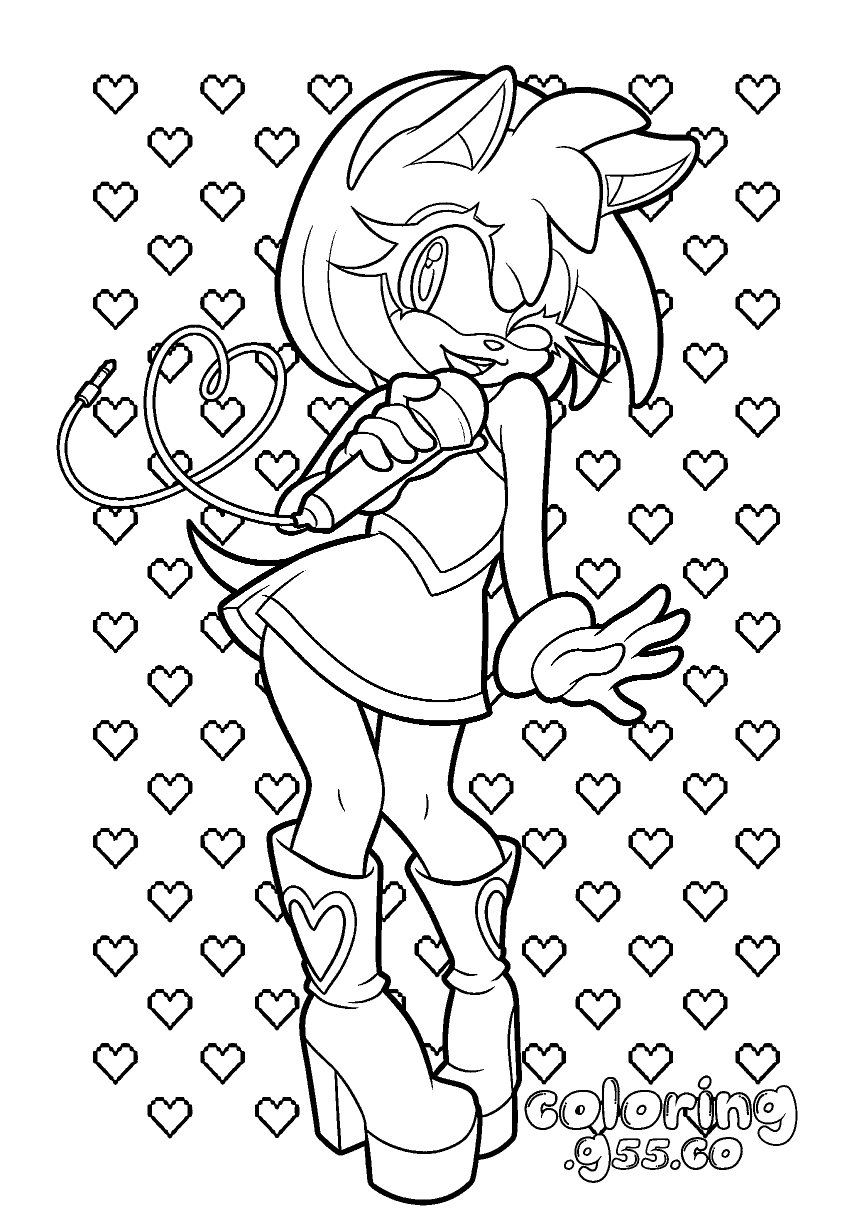 amy rose pop star singer sonic the hedgehog line art