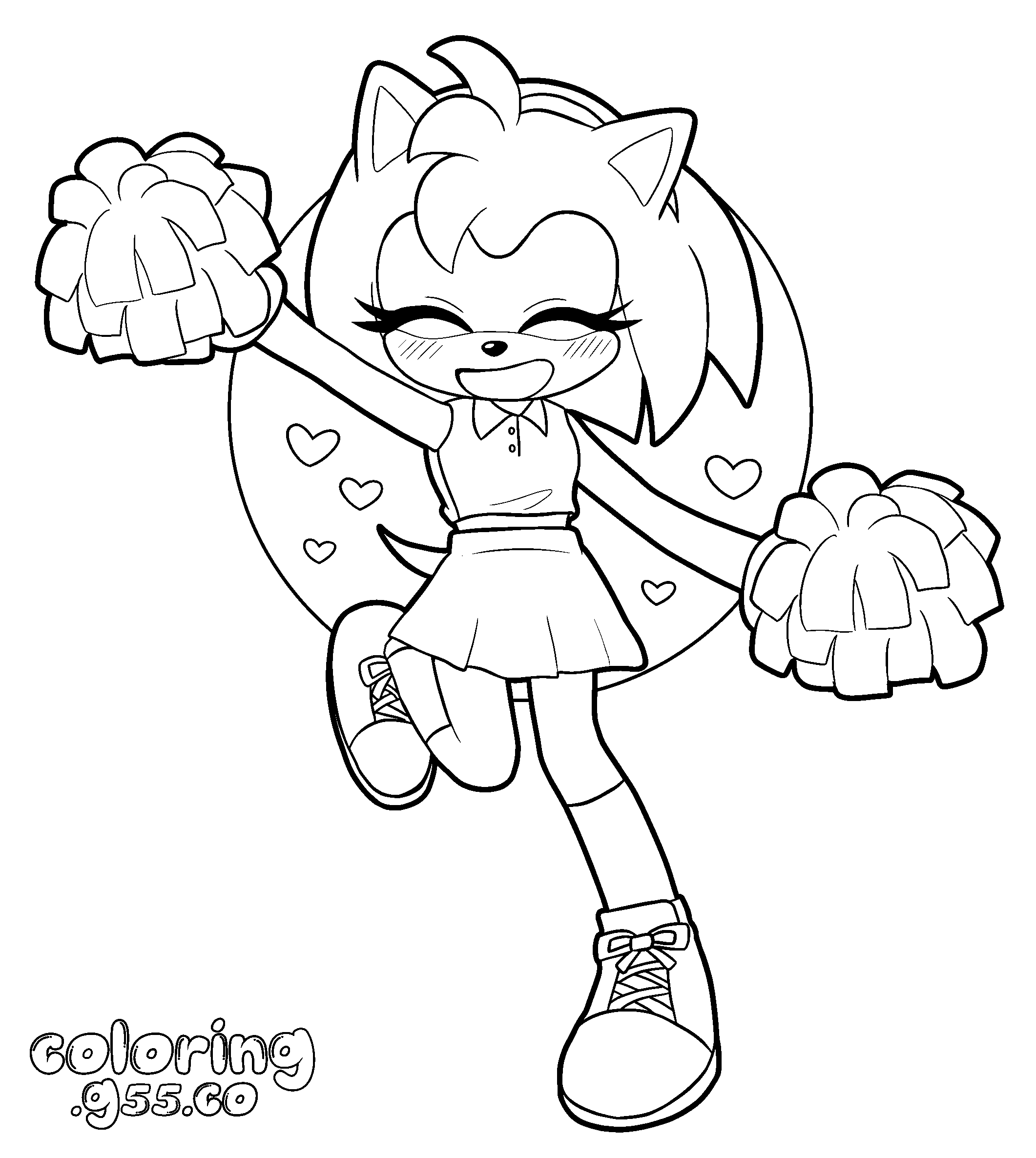 cheerleader amy rose sonic line art