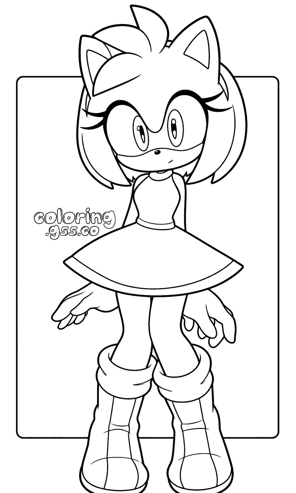 classic amy rose portrait sonic the hedgehog line art